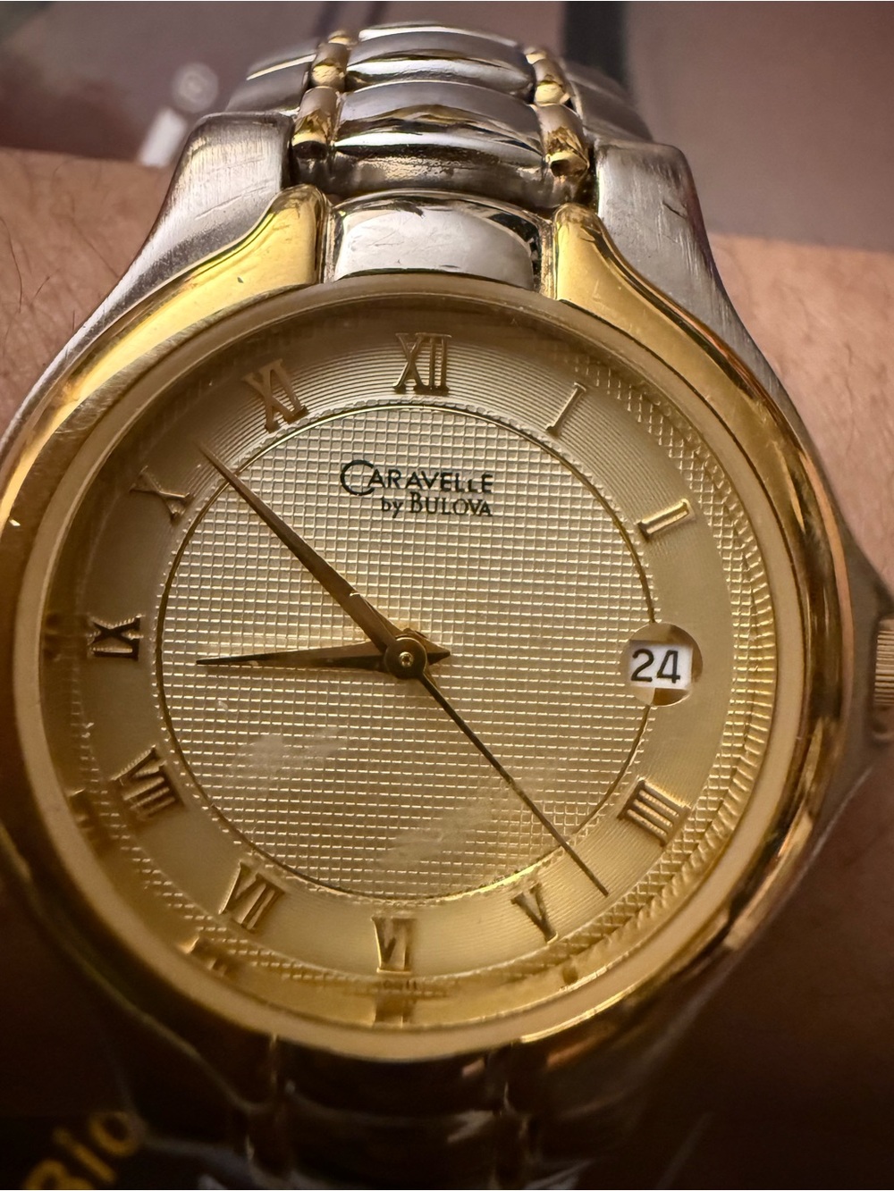 Caravelle by Bulova Two-Tone Gold Dial Watch